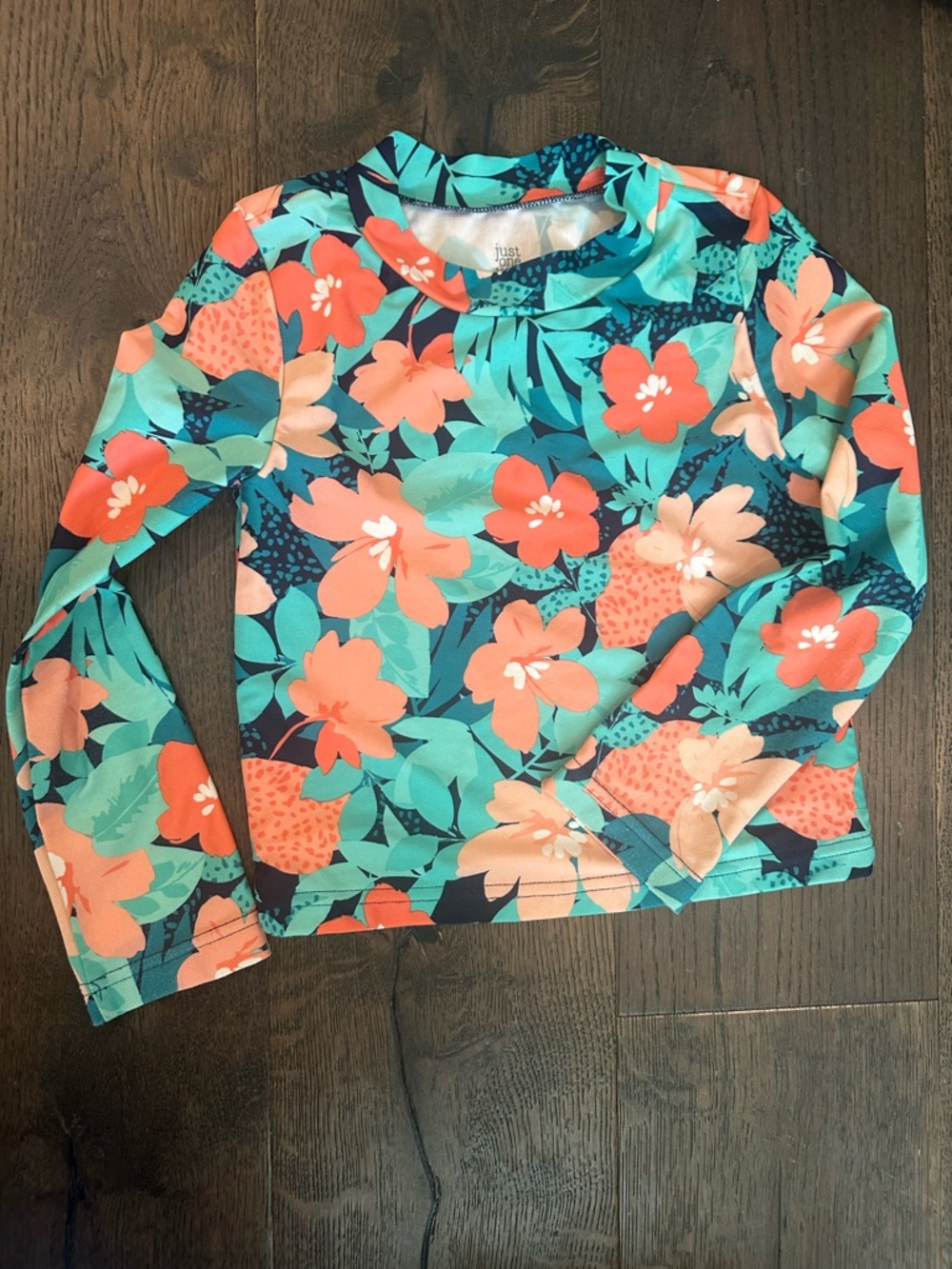 Carter's Girls Floral Long Sleeve Rash Guard - Coral & Teal